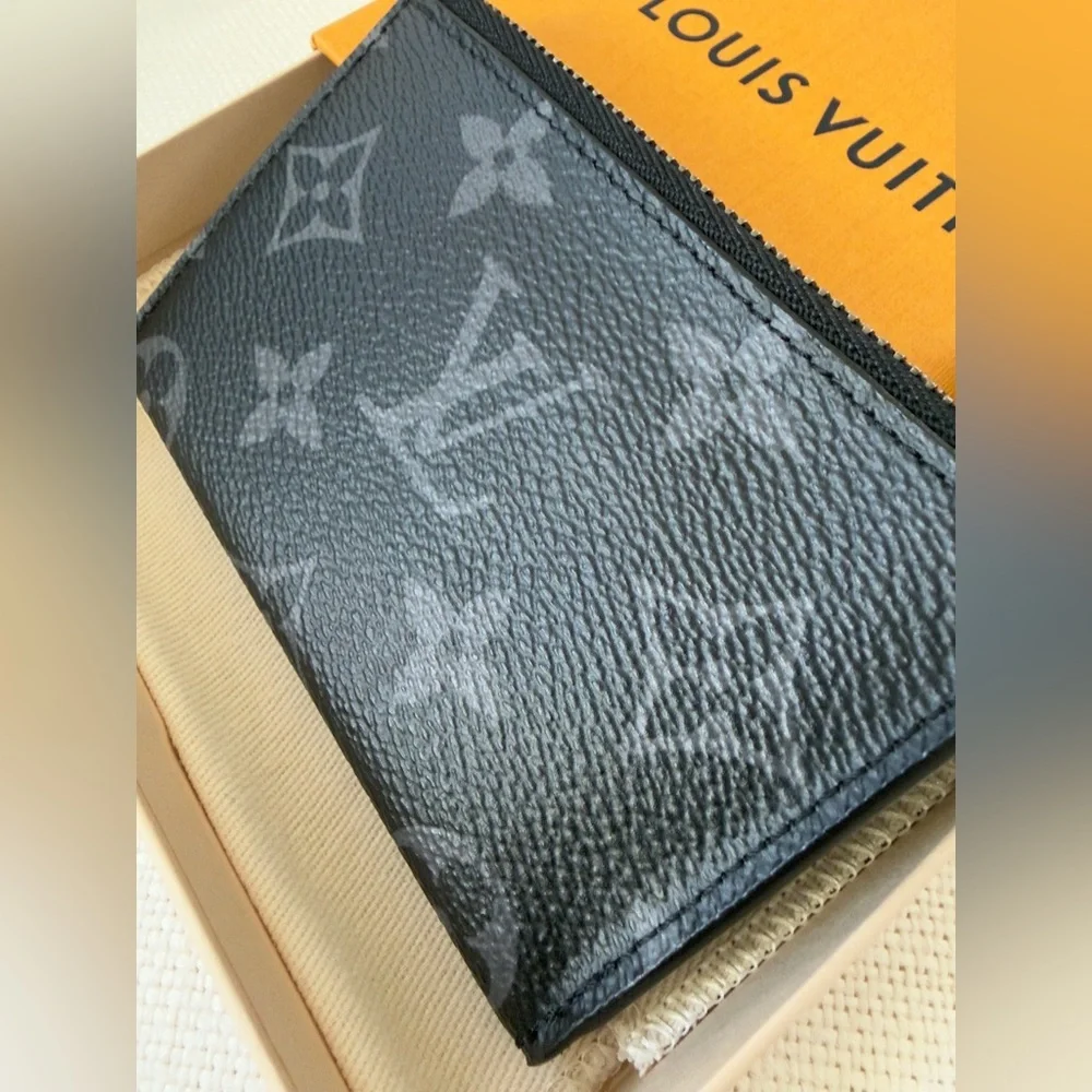 Louis Vuitton Monogram Eclipse Compact Coin Card Holder Wallet M82253 RFID CHIP